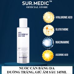 Nước Hoa Hồng Dưỡng Trắng Da Sur.Medic+ Super Glutathione 100 Bright Skin 145ml