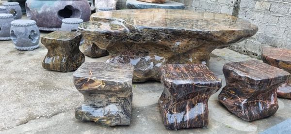 Bộ bàn ghế đá tự nhiên đá vân gỗ
