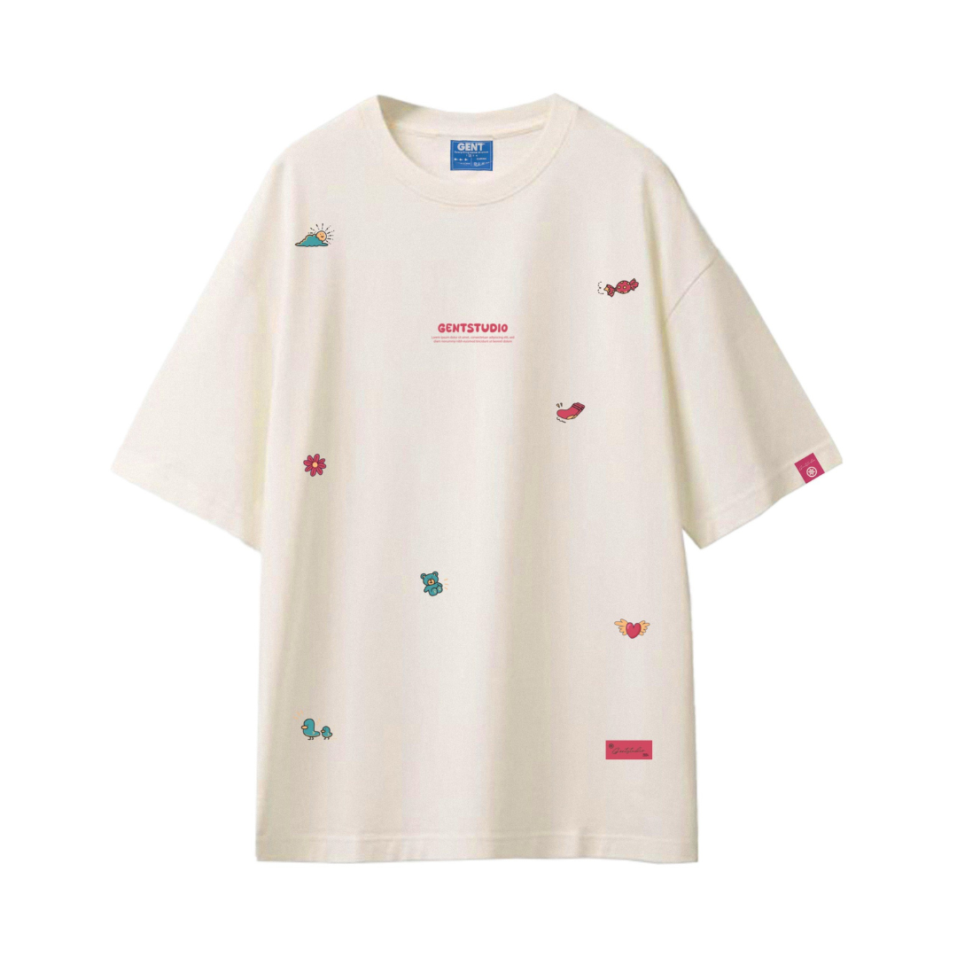 Áo thun Sticker GenT Cotton Nam Nữ Unisex Tay Lỡ Oversize Local Brand