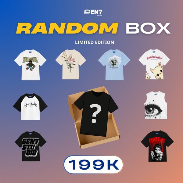 Áo thun Random box Gent Studio Tee unisex nam nữ form rộng, tay lỡ, cổ tròn 100% cotton