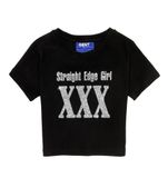 Áo Straight Edge Girl - XXX Croptop - GenT tay ôm ngắn kiểu dáng basic, thấm hút mồ hôi tốt, in hình kim tuyến.