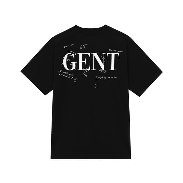 Áo thun Signature Tee GenT Unisex nam nữ, tay lỡ, cổ tròn, 100% cotton màu trắng, đen áo in hình chữ.