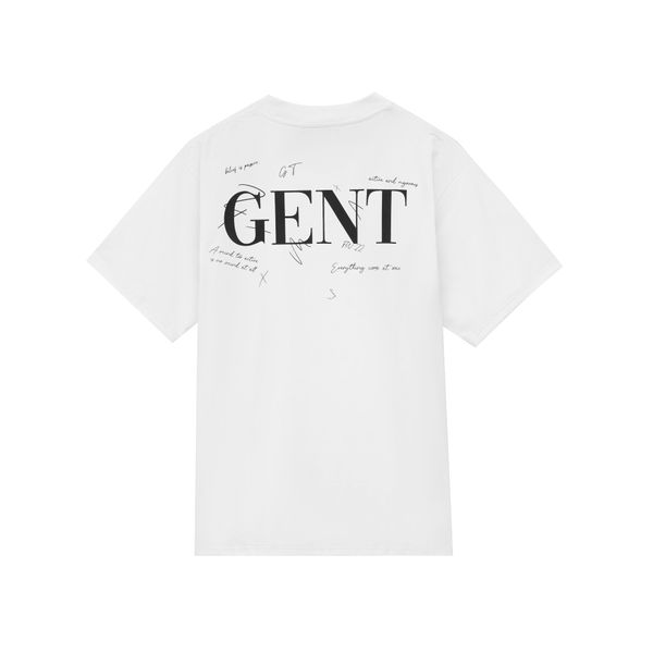 Áo thun Signature Tee GenT Unisex nam nữ, tay lỡ, cổ tròn, 100% cotton màu trắng, đen áo in hình chữ.