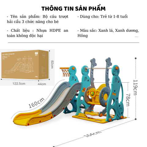  Bộ cầu trượt xích đu hải cẩu cho bé 