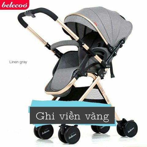  Xe đẩy cho bé Belecoo màu Ghi viền vàng 