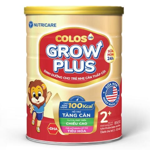 Sữa Bột Nutricare Colos 24h Grow Plus 2+ Hỗ Trợ Tăng Cân, Phát Triển Chiều Cao Cho Bé 850g