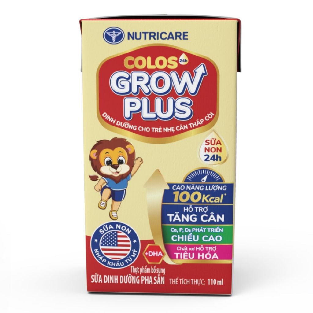Sữa Bột Pha Sẵn Nutricare Colos 24h Grow Plus Hỗ Trợ Tăng Cân, Phát Triển Chiều Cao Cho Bé (Thùng 48 Hộp)