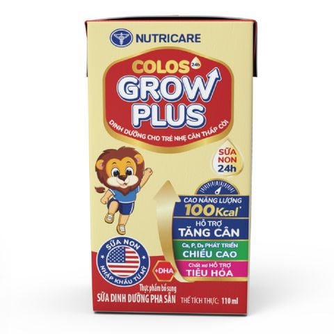 Sữa Bột Pha Sẵn Nutricare Colos 24h Grow Plus Hỗ Trợ Tăng Cân, Phát Triển Chiều Cao Cho Bé (Thùng 48 Hộp)