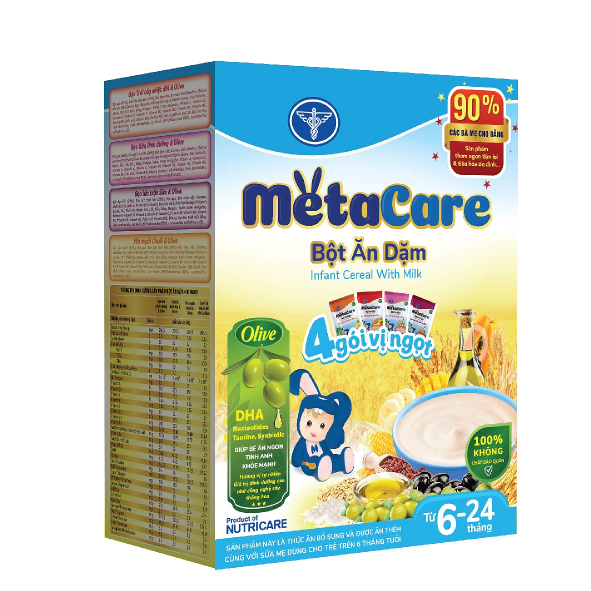 Bột Ăn Dặm Nutricare Metacare Hỗn Hợp 4 Vị Ngọt
