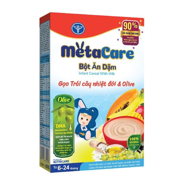  Bột ăn dặm Metacare gạo sữa trái cây nhiệt đới & Olive 