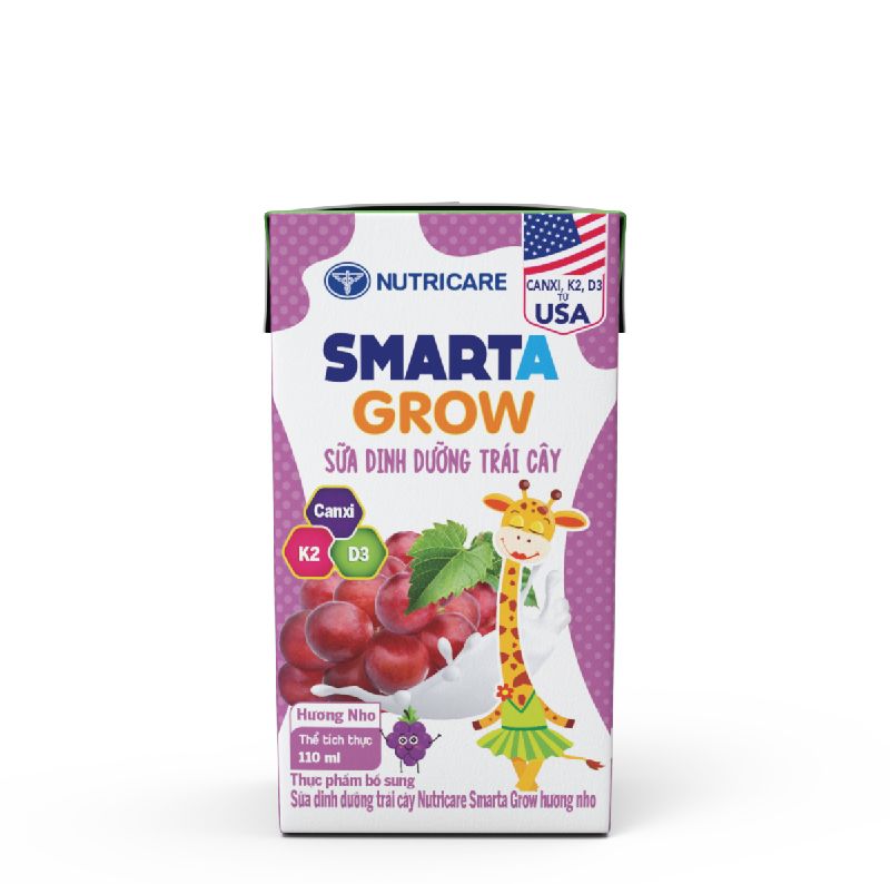 Sữa Trái Cây Nutricare Smarta Grow Vị Nho (Thùng 48 Hộp)