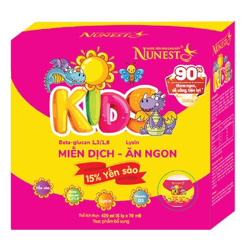 Nước Yến Sào Cao Cấp Nunest Kid  15% Yến Sào Bé Ăn Ngon, Tăng Cường Miễn Dịch