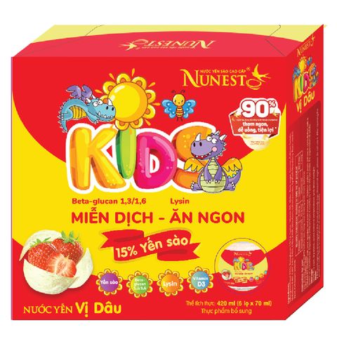 Nước Yến Sào Nunest Kid Grow Vị Dâu Giúp Bé Khỏe Mạnh, Tăng Đề Kháng