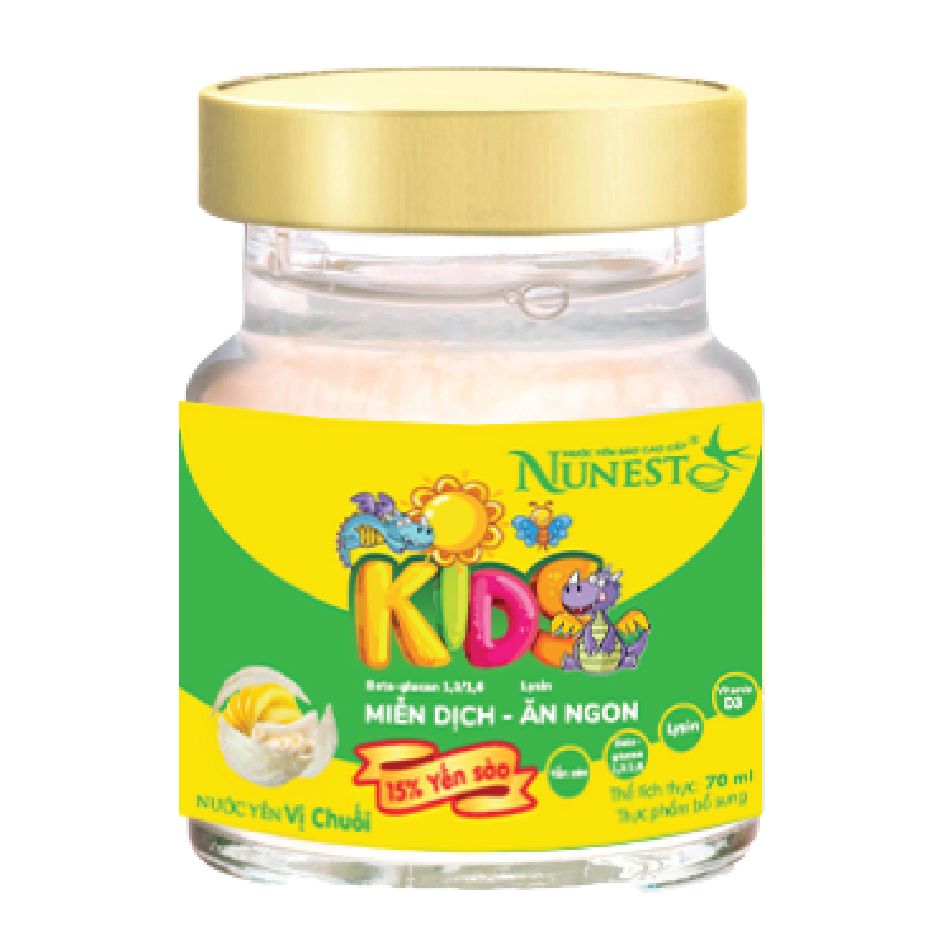 Nước Yến Sào Nunest Kid Grow Vị Chuối Cho Bé Từ 2 Tuổi Biếng Ăn, Đề Kháng Yếu