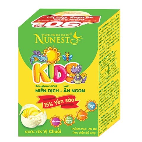Nước Yến Sào Nunest Kid Grow Vị Chuối Cho Bé Từ 2 Tuổi Biếng Ăn, Đề Kháng Yếu