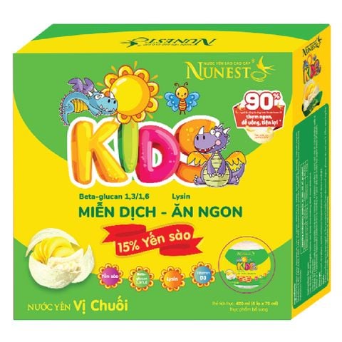 Nước Yến Sào Nunest Kid Grow Vị Chuối Cho Bé Từ 2 Tuổi Biếng Ăn, Đề Kháng Yếu