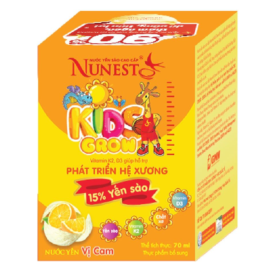Nước Yến Sào Nunest Kid Grow Vị Cam Phát Triển Xương & Tăng Đề Kháng Cho Bé