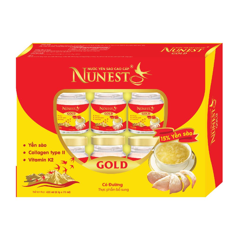Nước Yến Sào Cao Cấp Nunest Gold Bổ Sung Dinh Dưỡng Cho Người Suy Nhược Cơ Thể, Kém Ăn
