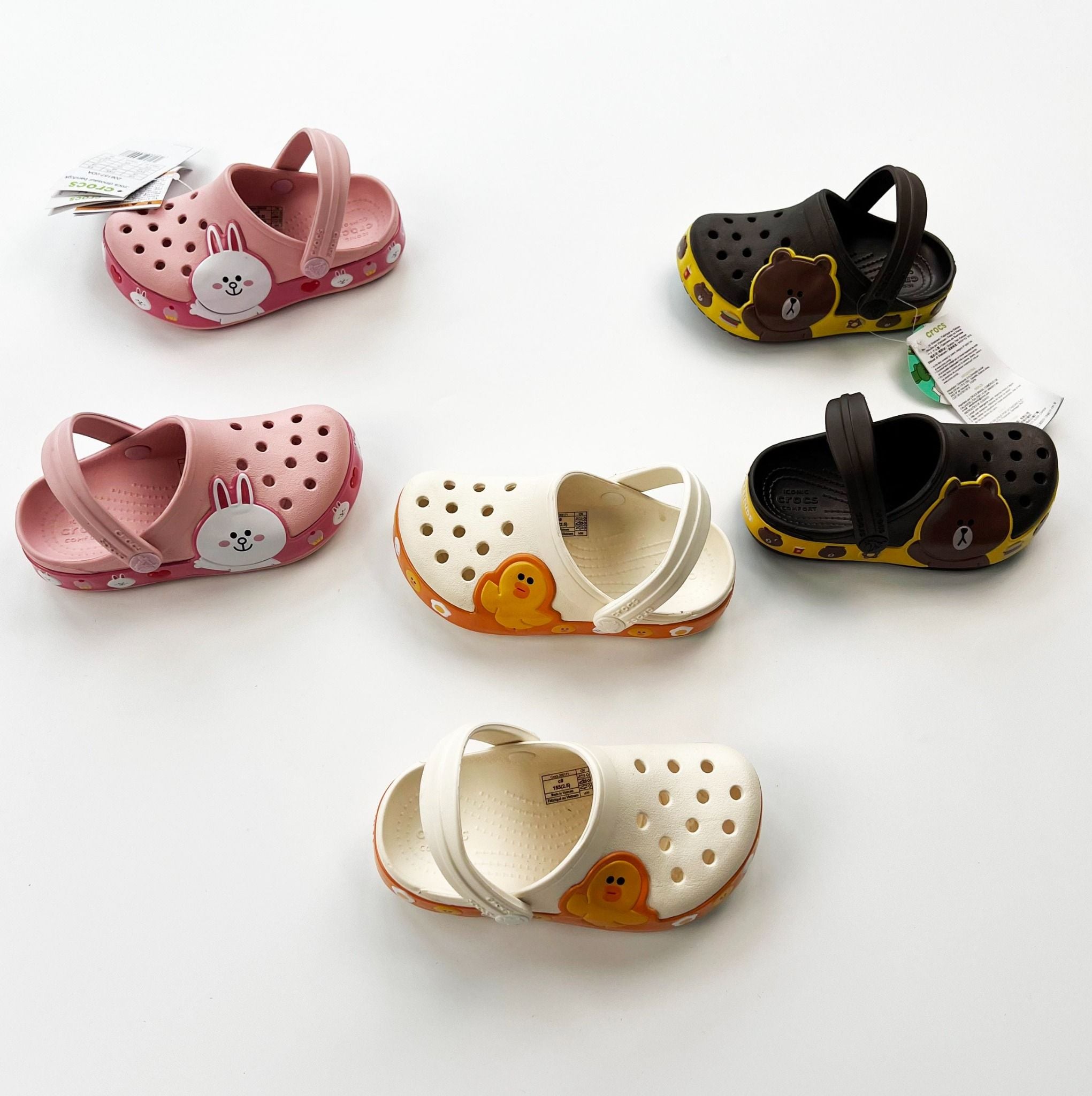 Dép sục Crocs trẻ em, giày sục crocs cho bé mẫu LINE Friends tặng kèm  Stickers