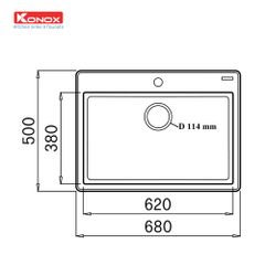 Chậu rửa bát đá Konox Ruvita 680 Grey