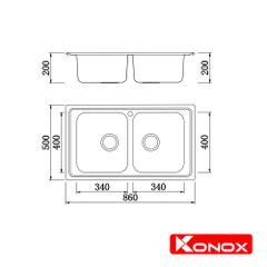 Chậu inox Konox Premium KS8650 2B