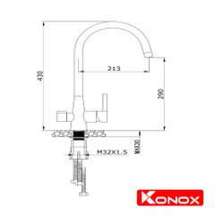 Vòi rửa 3 đường nước Konox RO KN1309