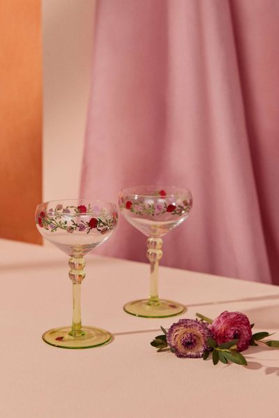  Bộ 2 ly/Set of 2 Coupe Glasses - Roses and Beetle - 1084733 