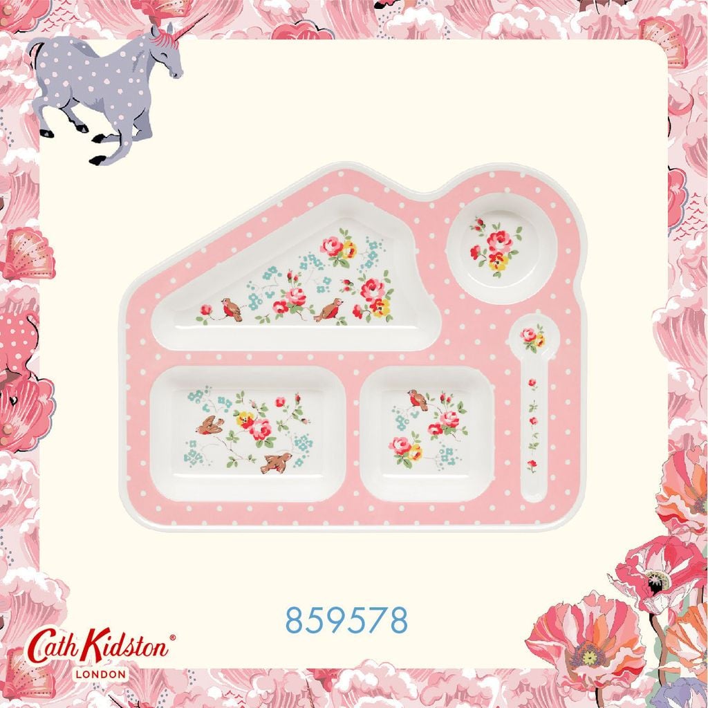  Khay cho bé/Melamine Food Tray - Bird - Ivory-859578 