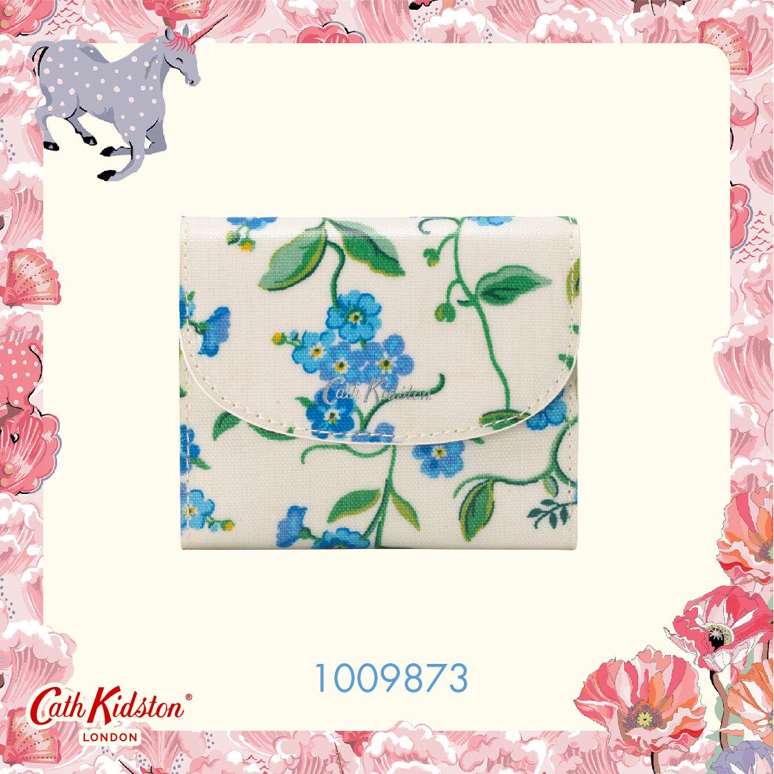 Ví gập/Small Foldover Wallet - Forget me not - Cream 