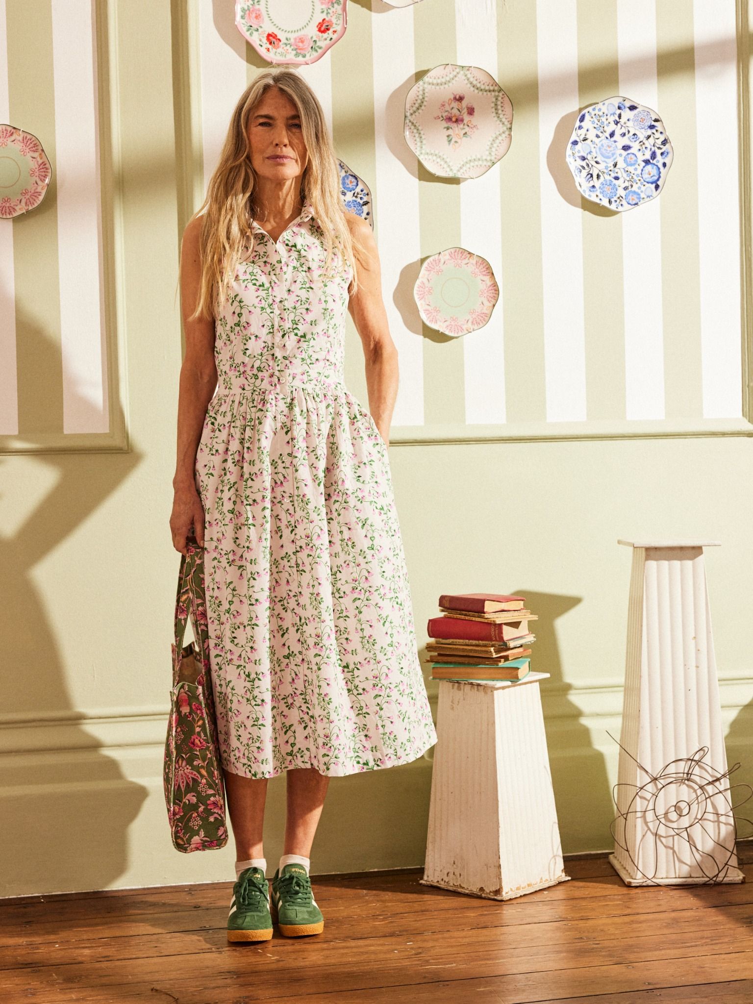  Đầm/Shirt Dress - Twin Flowers - Trắng 