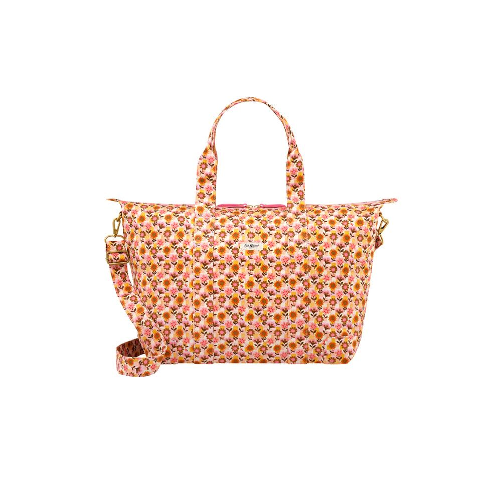  Cath Kidston - Túi du lịch xếp gọn/Foldaway Overnight Bag - Retro Ditsy - Pink/Yellow 