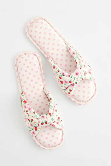 Dép quai ngang/Open Toe Slipper - Strawberry Small - Kem - N07163 
