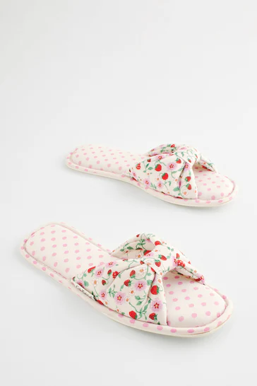  Dép quai ngang/Open Toe Slipper - Strawberry Small - Kem - N07163 