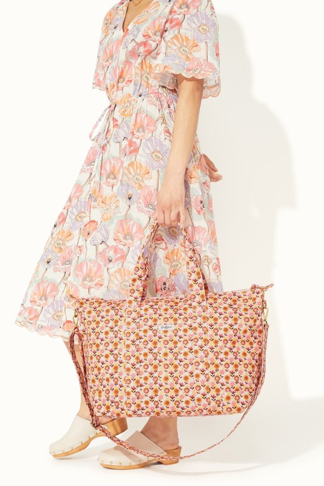  Cath Kidston - Túi du lịch xếp gọn/Foldaway Overnight Bag - Retro Ditsy - Pink/Yellow 