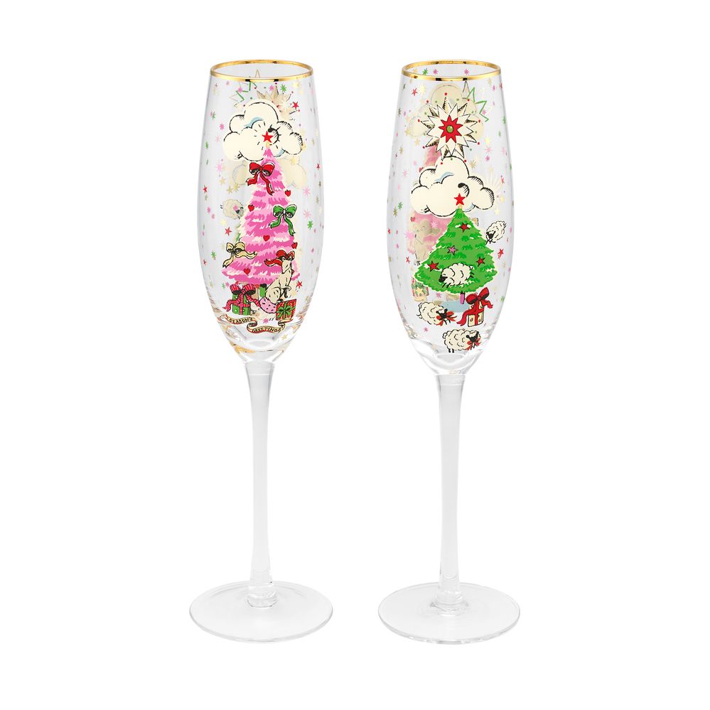  Ly/Champagne Flutes - Christmas  - Cream 