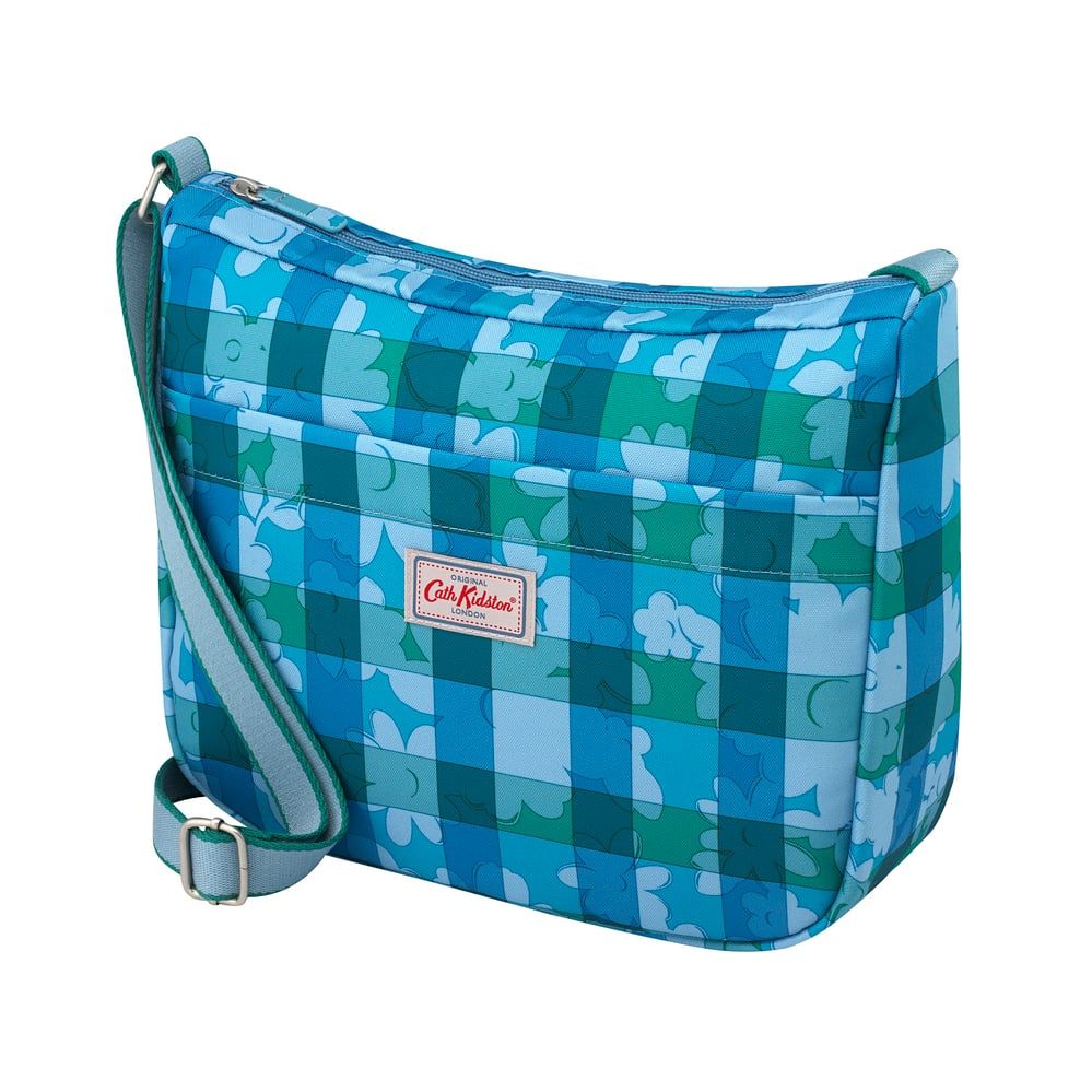  Túi đeo chéo/Medium Zip Messenger - Flower Power Gingham - Blue Grey 