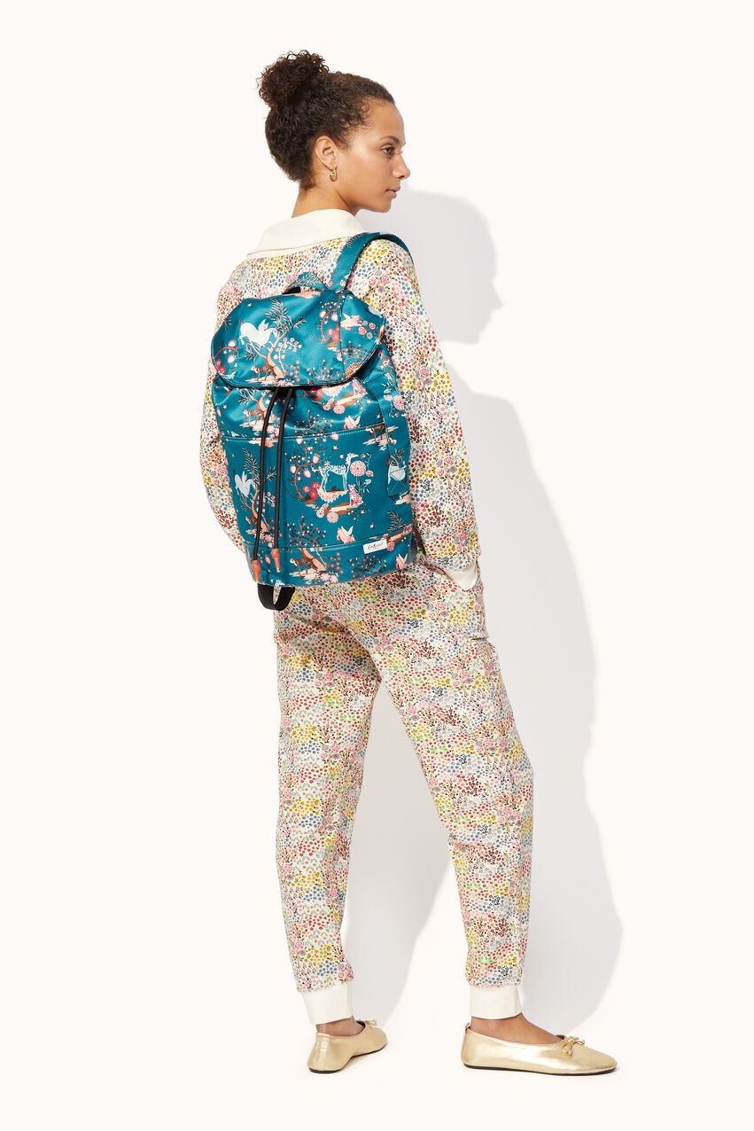  Ba lô đi học/đi làm/Recycled Satin Duffle Backpack - Painted Kingdom - Teal 
