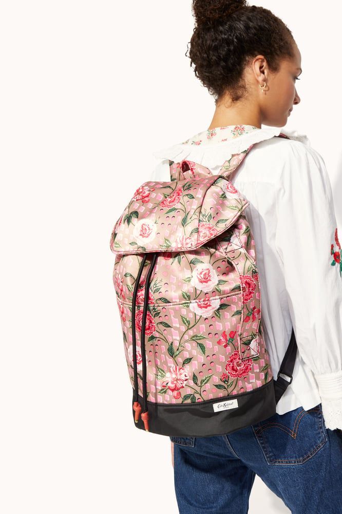  Ba lô đi học/đi làm/Recycled Satin Duffle Backpack - Tea Rose - Camel 