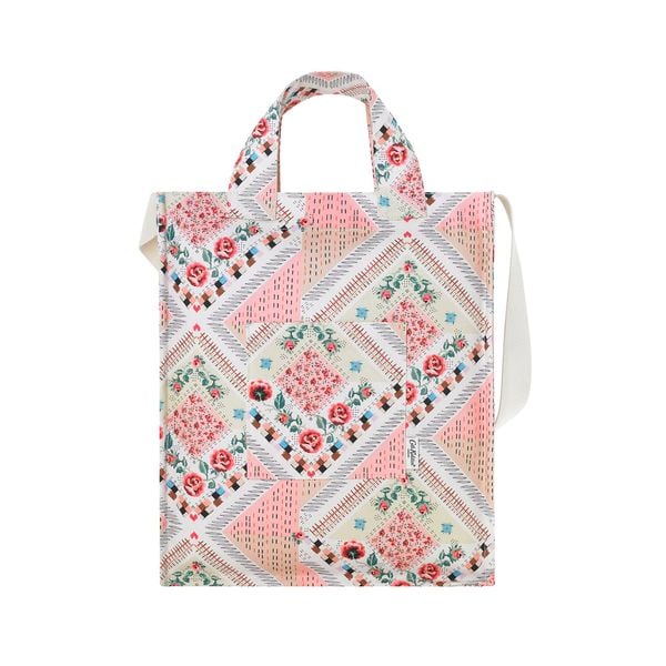  Túi đeo vai /Organic Cotton Tall Tote - Patchwork - Cream/Pink 