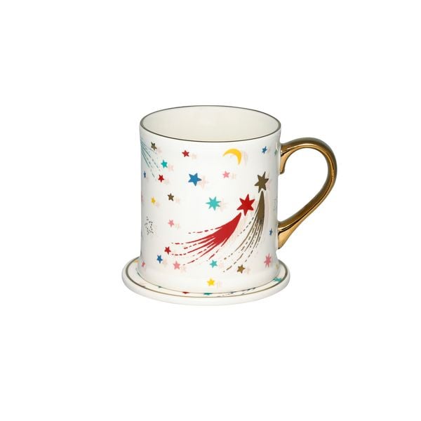  Ly/Boxed Mug and Coaster - Stars and Moon - Warm Cream 