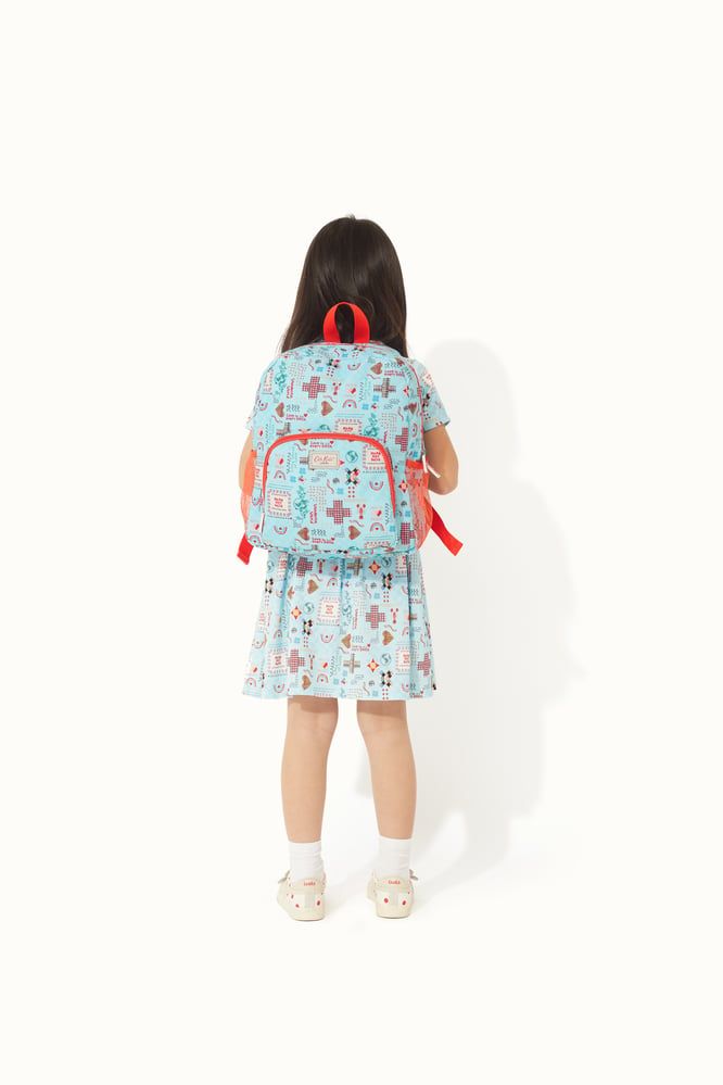  Ba lô cho bé /Kids Classic Large Backpack with Mesh Pocket - Patchwork Ditsy - Blue 