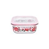  Hộp đựng thức ăn/Glass Storage Box - Strawberry Garden  - Cream/Pink 