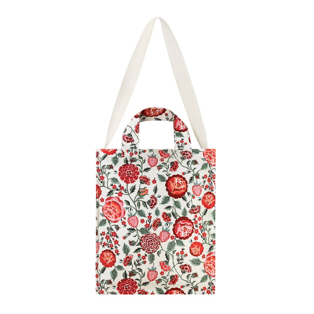  Túi đeo vai /Organic Cotton Tall Tote - Strawberry Garden  - Cream/Pink 