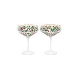  Bộ 2 ly/Set of 2 Champagne Coupes - Roses and Hearts - Cream 