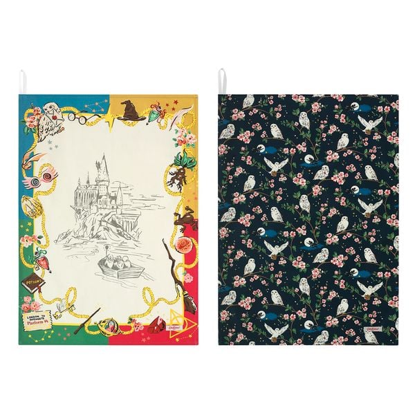  Bộ 2 khăn /Harry Potter Set of 2 Tea Towels - Harry Potter Sorting scarf - Ivory 