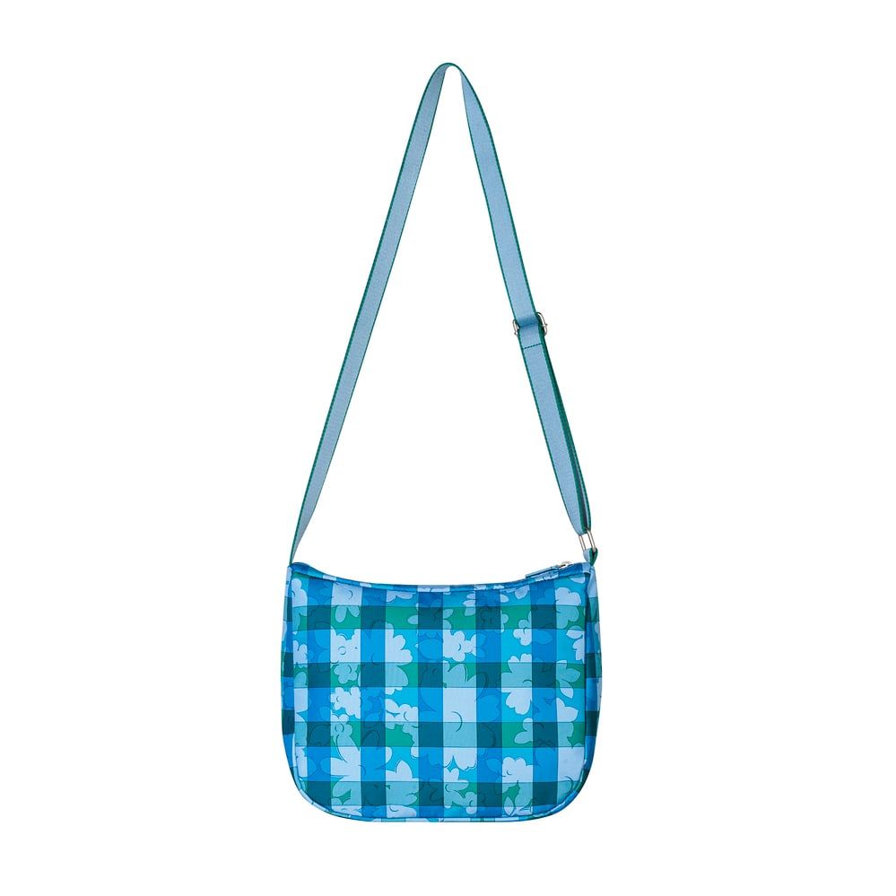 Túi đeo chéo/Medium Zip Messenger - Flower Power Gingham - Blue Grey 