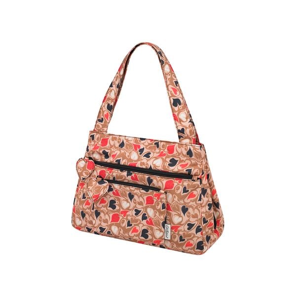  Túi đeo vai/Recycled Rose Medium Shoulder Bag - Marble Hearts Ditsy - Brown 