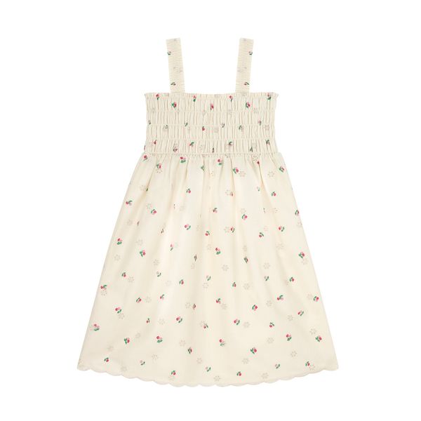  Đầm cho bé/Shirred Midi Dress - Mini Cherries - Cotton Broidery 