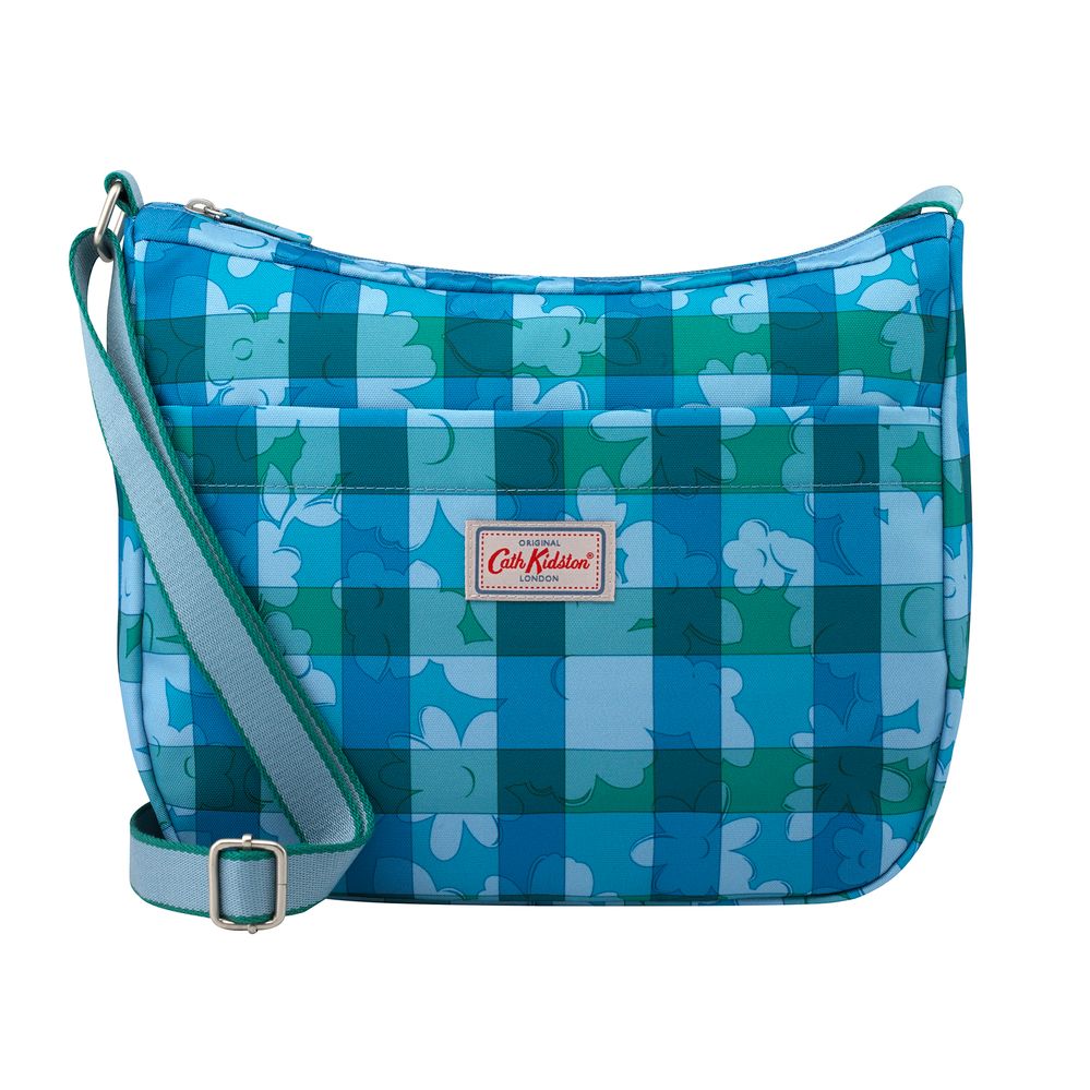  Túi đeo chéo/Medium Zip Messenger - Flower Power Gingham - Blue Grey 