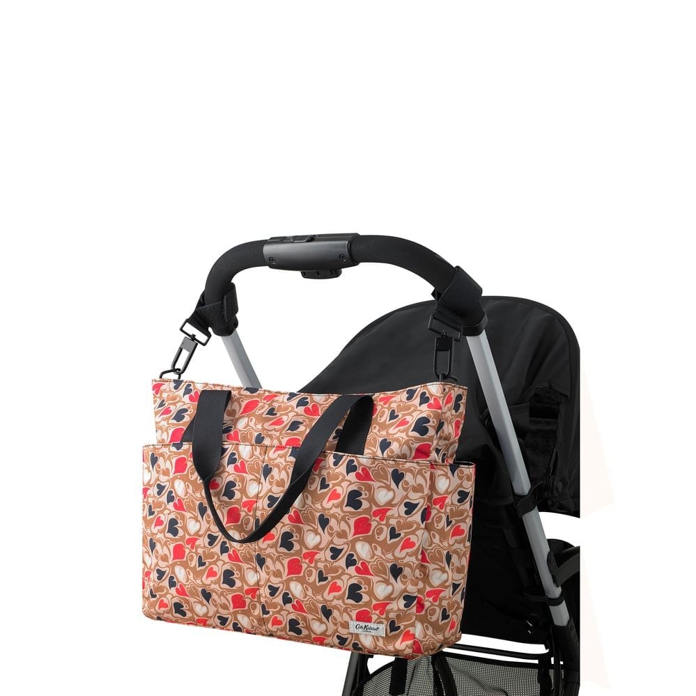  Túi/Recycled Rose Tote Nappy Changing Bag - Marble Hearts Ditsy - Brown 